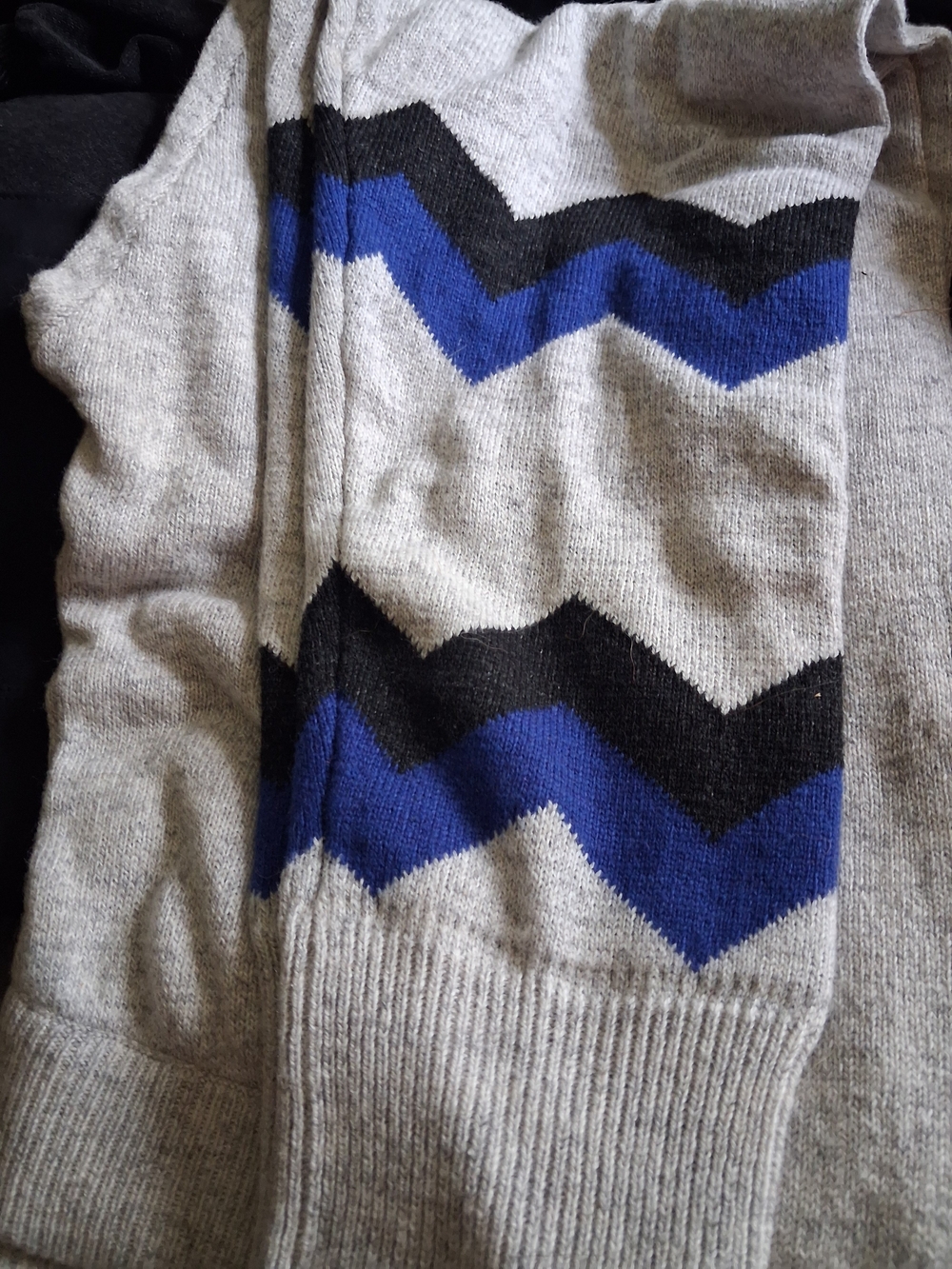 Womens Gray Chevron Knit Pants with Blue and Black Stripes Size 3x